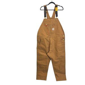 Carhartt Duck Bib Overall R01-M Relaxed Fit Sz 44 x 32 New Reinforced Kick Panel